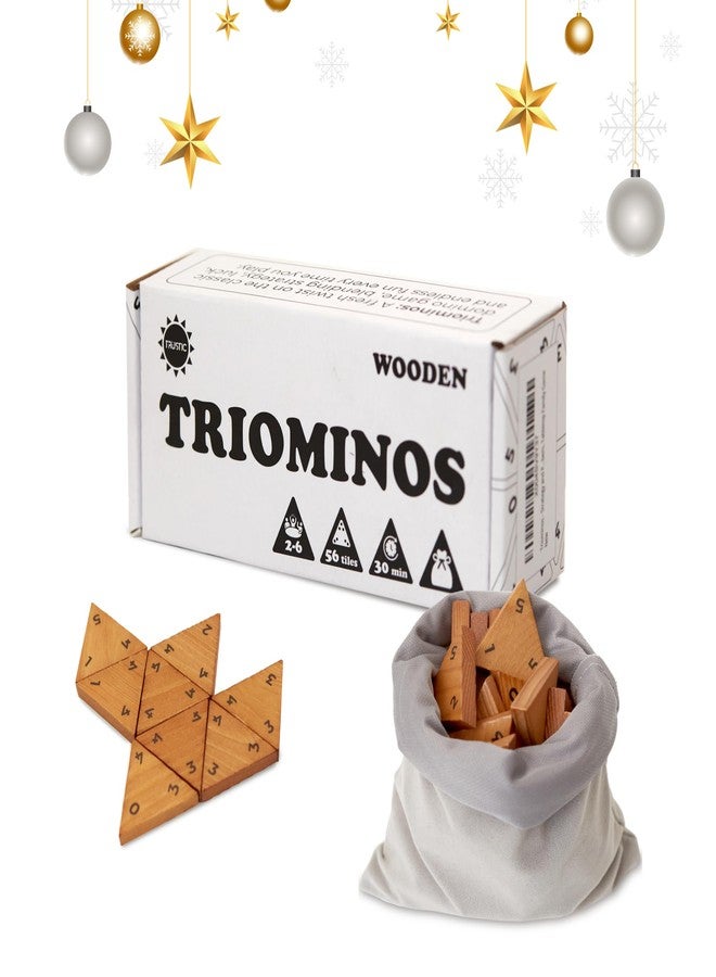 Trustic Triominos - Strategy and Puzzle Board Game, Wooden Triangular Tiles, Set 56 Pieces, Tabletop Family Game (Numbers) - Image 1